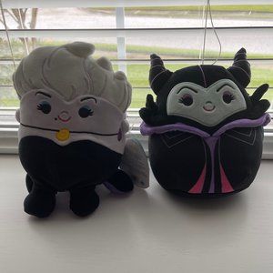 Disney Squishmallows Villains Ursula and Maleficent Plush New with Tags